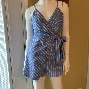 U. Style Size Large blue stripe romper NWOT.
